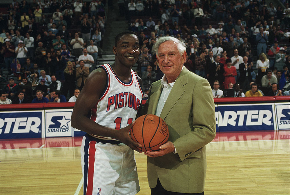 Isiah Thomas with William Davidson at Pistons game